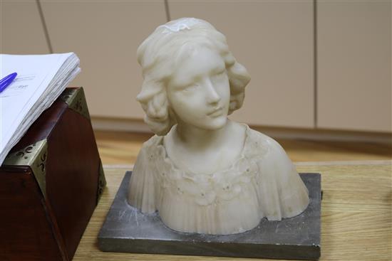 An alabaster bust of a lady H.28cm W.26cm